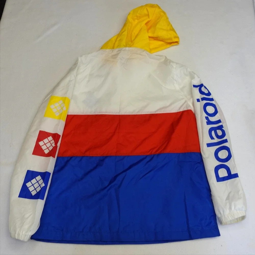 Polaroid Jacket Mens XL Multicolor Hooded 1/4 Zip Windbreaker Colorblock Logo